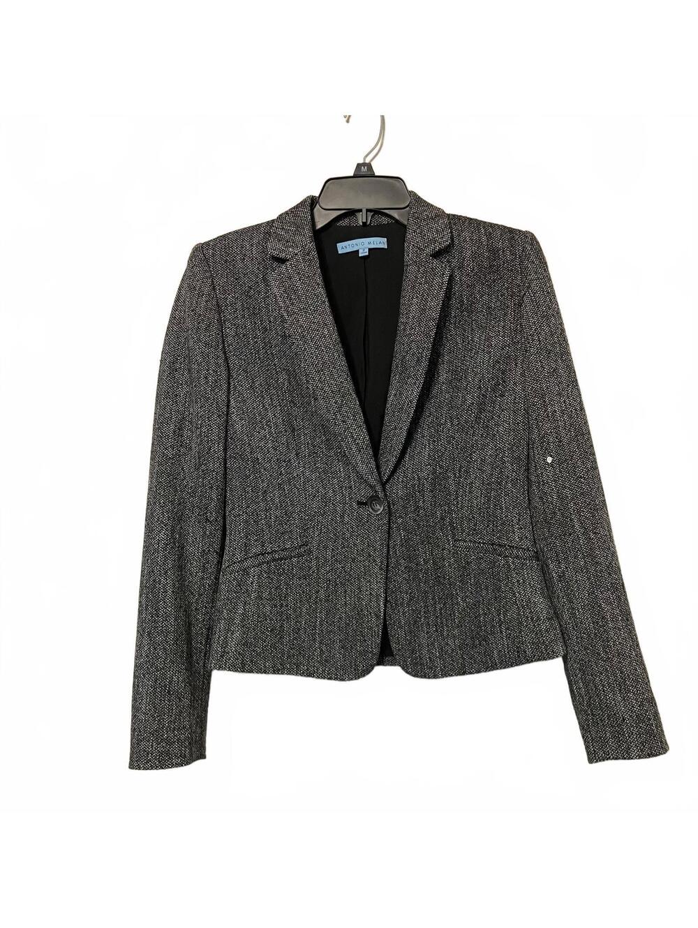 Antonio Melani Minimalist Single Button Boho Chic Classy Women's Gray Blazer 2